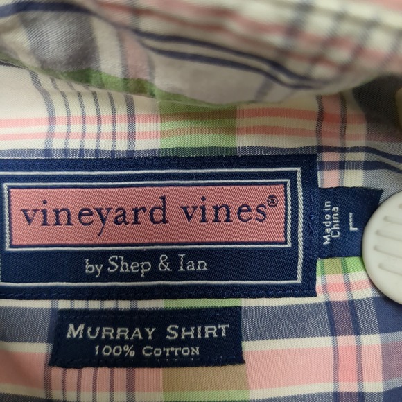 Vineyard‎ Vines Murray Shirt Mens L Plaid Button Down 100% Cotton Long Sleeve - Picture 7 of 8